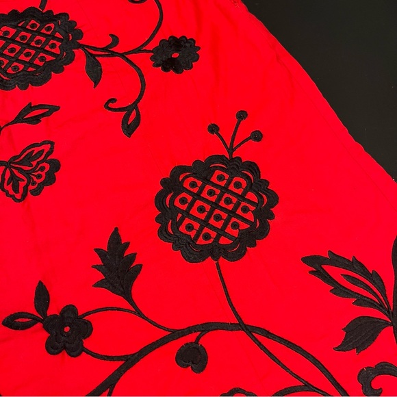 Vintage Scott Taylor Y2K Red Black A Line Floral Embroidered Skirt Sz 10 P As Is - Picture 2 of 11